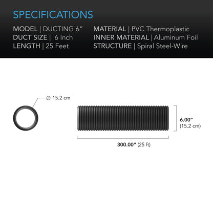 AC Infinity Flexible Four-Layer Ducting, 25-Ft Long, 6-Inch - Midwest Grow LLC
