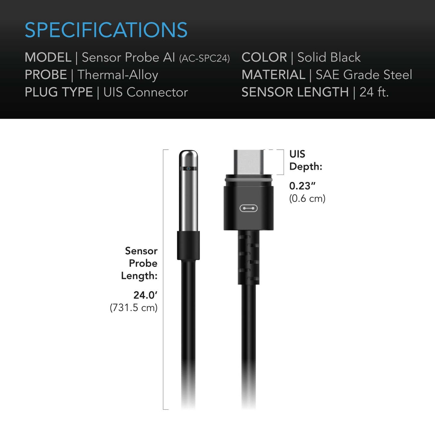 AC Infinity Climate Sensor for Controller AI+, Precise VPD, Temperature, and Humidity Readings, 24 ft. - Midwest Grow LLC