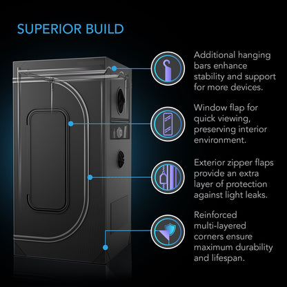 AC Infinity Advance Grow Tent System PRO 4x4, 4-Plant Kit, WiFi-Integrated Controls to Automate Ventilation, Circulation, Full Spectrum LM301H EVO LED Grow Light - Midwest Grow LLC