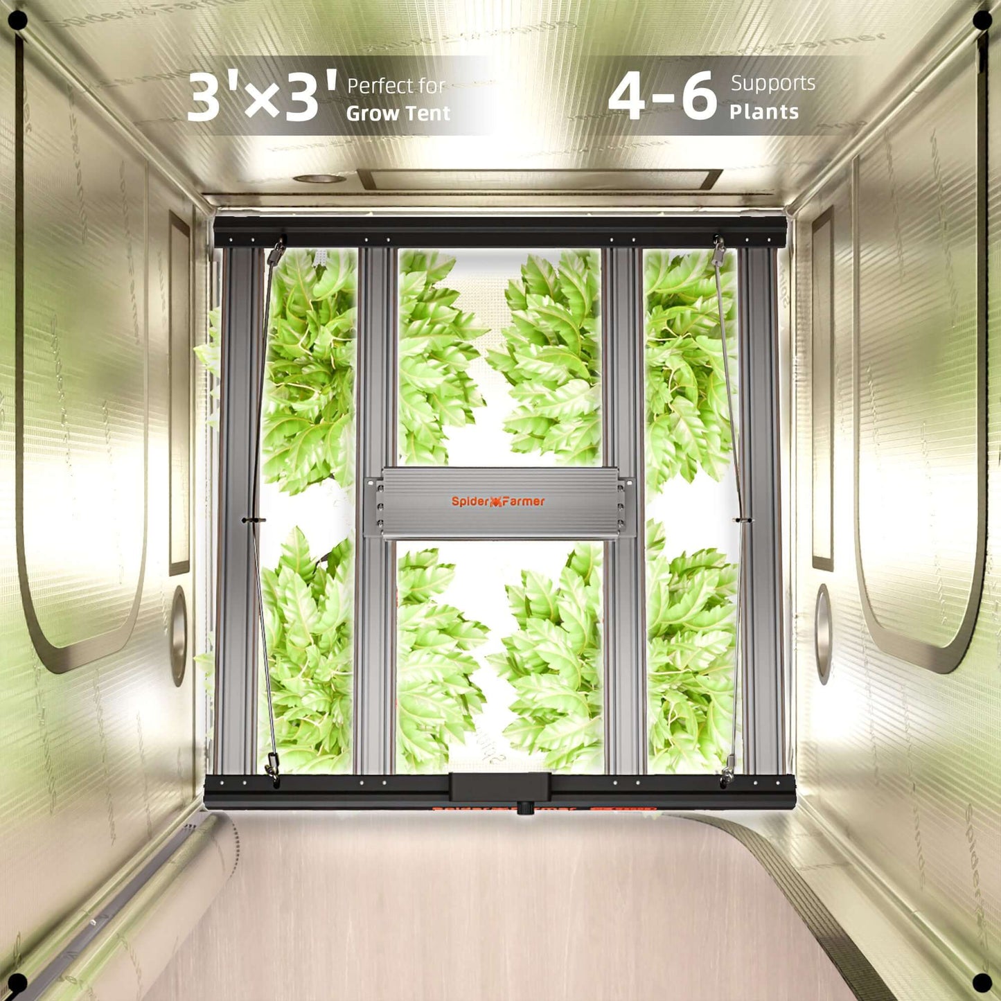 Spider Farmer G3000 LED Grow Light + 3' x 3' Grow Tent + 4" Inline Fan Combo with Temperature and Humidity Controller + 6" Clip Fan - Midwest Grow LLC
