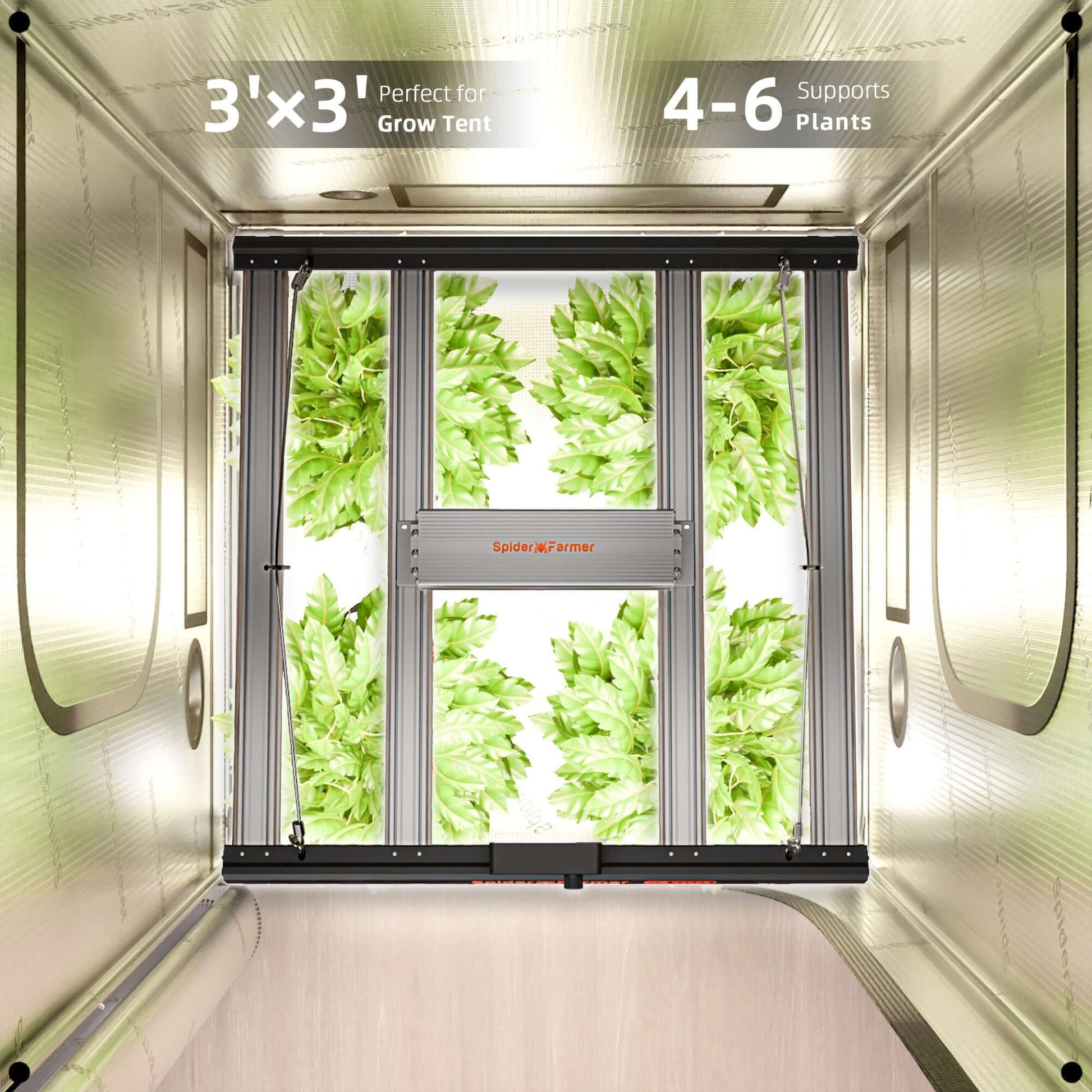 Spider Farmer G3000 LED Grow Light + 3' x 3' Grow Tent + 4" Inline Fan Combo with Temperature and Humidity Controller + 6" Clip Fan - Midwest Grow LLC