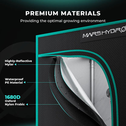 Mars Hydro FC1500-EVO LED Grow Light + 2.3' x 2.3' Grow Tent + iFresh Inline Fan Combo with Temperature and Humidity Controller - Midwest Grow LLC