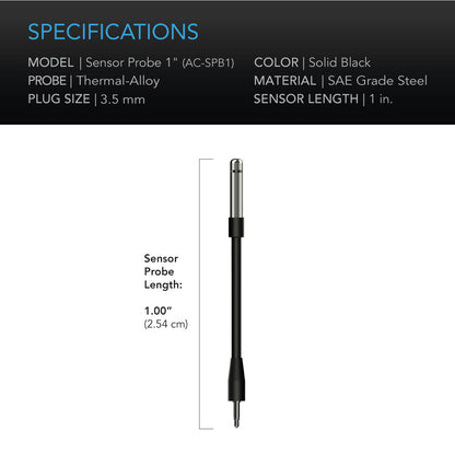 AC Infinity Controller Sensor Probe, 1" Corded Climate Detector - Midwest Grow LLC