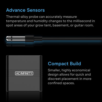 AC Infinity CLOUDCOM A1, Mini Smart Thermo-Hygrometer with Data App, 12 ft. Sensor Probe - Midwest Grow LLC