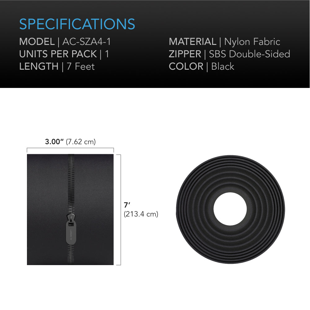 AC Infinity Peel and Stick Zipper, 7 ft. x 3 in. Double Sided, 1-Pack - Midwest Grow LLC