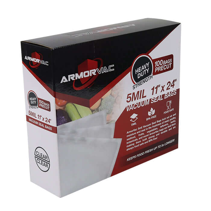 ArmorVac 11"x24" 5mil Precut Vacuum Seal Bags All Clear (50 Pack) - Midwest Grow LLC