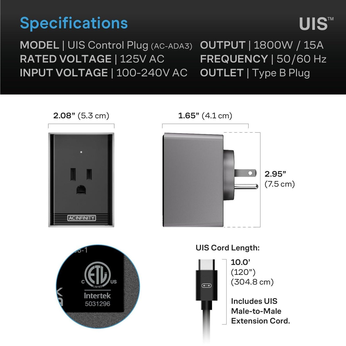 AC Infinity UIS Control Plug for Outlet-Powered Equipment - Midwest Grow LLC