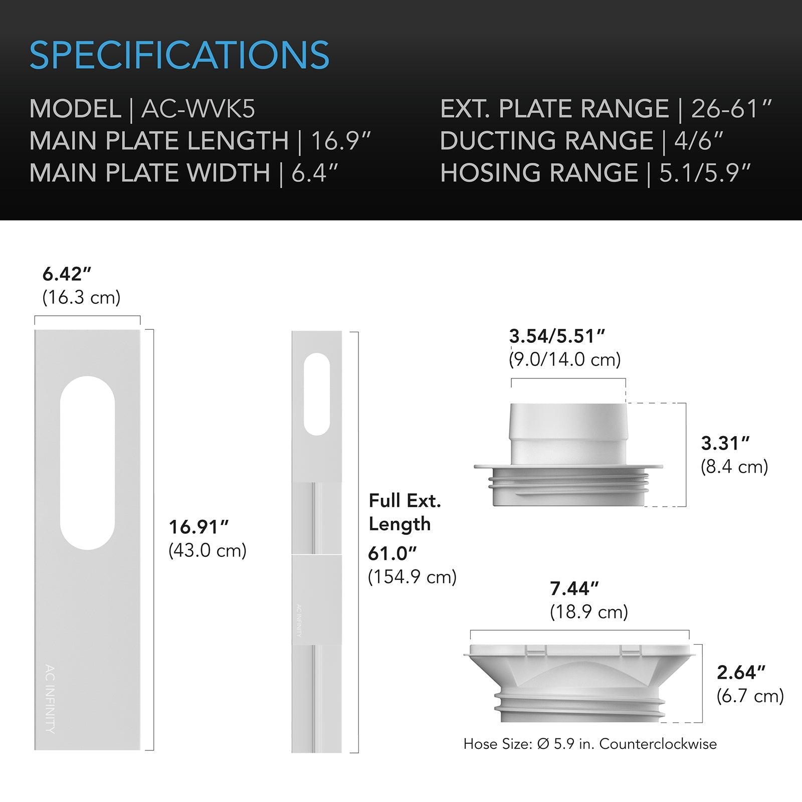 AC Infinity Window Duct Kit, Adjustable Vent Port for Inline Fans - Midwest Grow LLC