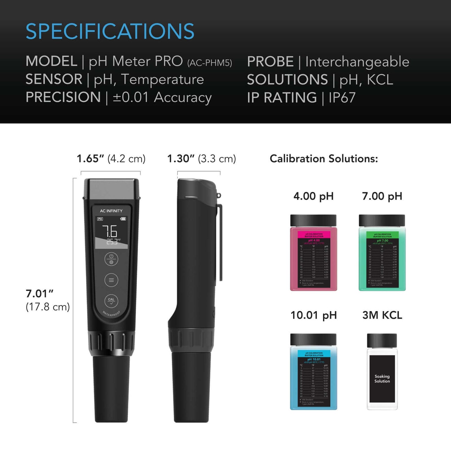 AC Infinity pH Meter PRO Kit, Interchangeable Probe - Midwest Grow LLC