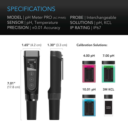 AC Infinity pH Meter PRO Kit, Interchangeable Probe - Midwest Grow LLC