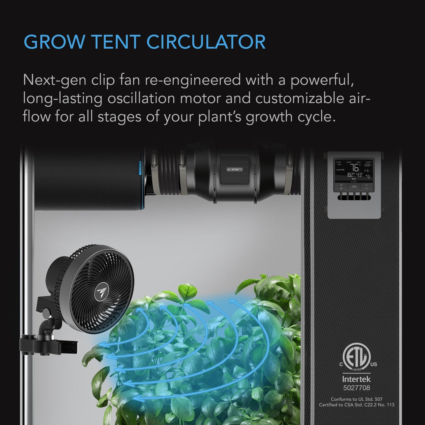 AC Infinity Advance Grow Tent System 4x4, 4-Plant Kit, Integrated Smart Controls to Automate Ventilation, Circulation, Full Spectrum LED Grow Light - Midwest Grow LLC