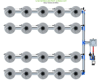 ALIEN Hydroponics V-SYSTEM 20 Pot 4 Row Kit