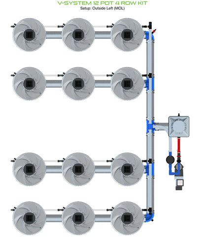 ALIEN Hydroponics V-SYSTEM 12 Pot 4 Row Kit