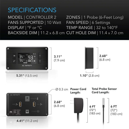 AC Infinity CONTROLLER 2, Intelligent Thermal Fan Controller, Single Zone - Midwest Grow LLC