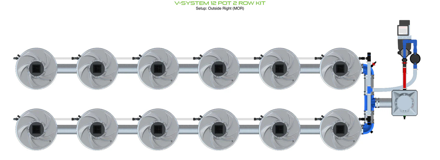 ALIEN Hydroponics V-SYSTEM 12 Pot 2 Row Kit - Midwest Grow LLC