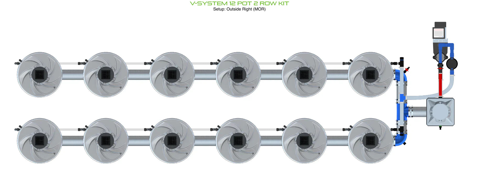 ALIEN Hydroponics V-SYSTEM 12 Pot 2 Row Kit - Midwest Grow LLC
