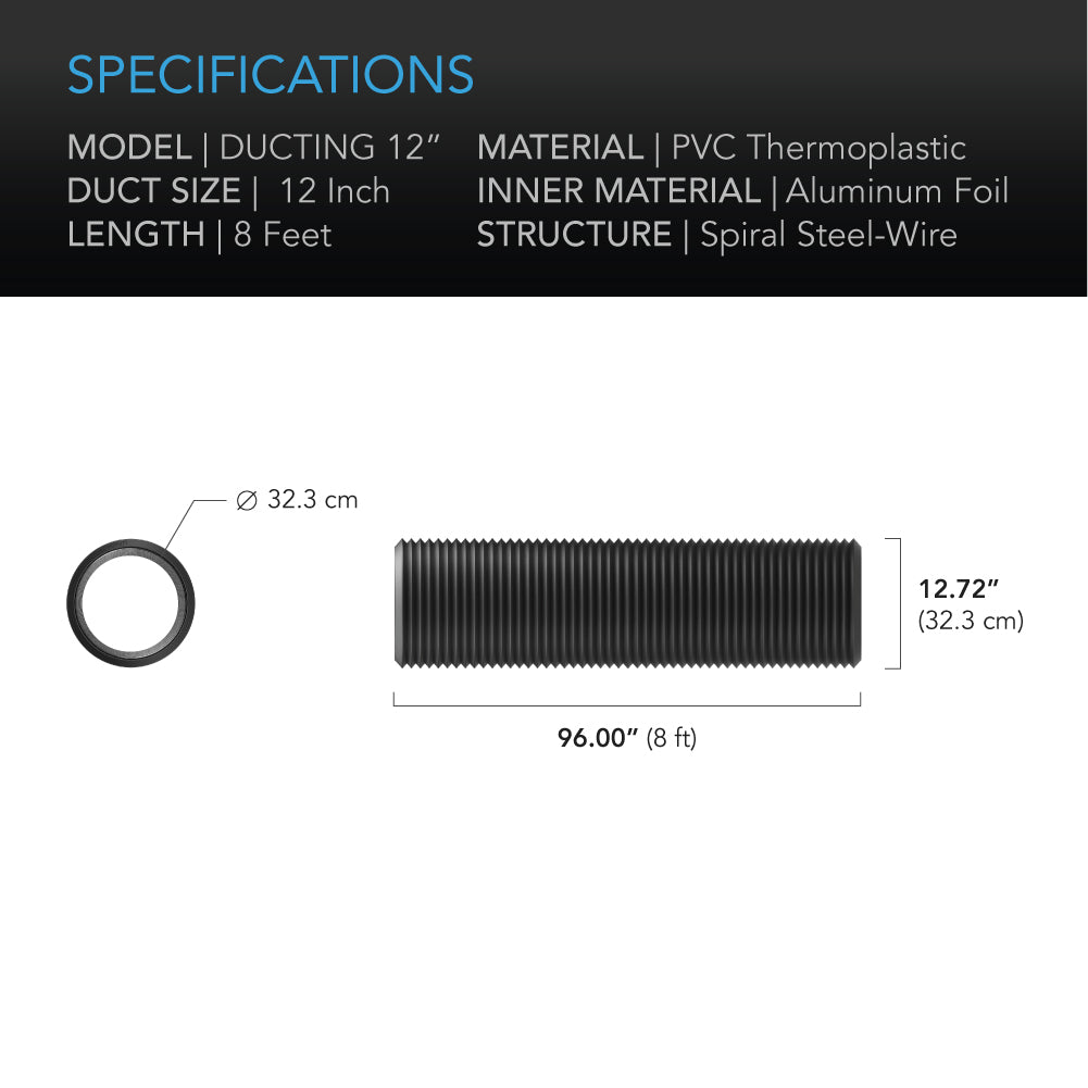 AC Infinity Flexible Four-Layer Ducting, 8-FT Long, 12-Inch - Midwest Grow LLC
