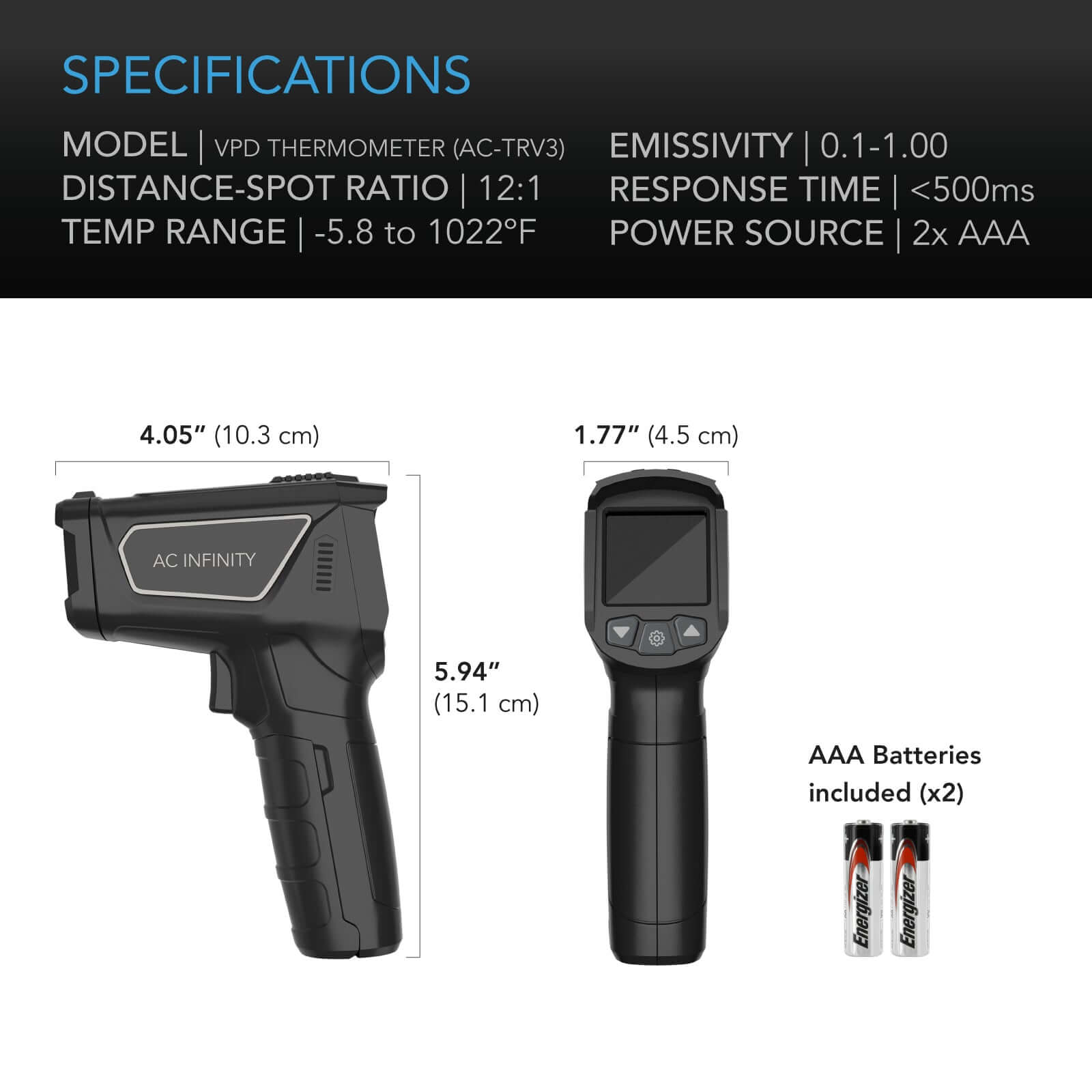 AC Infinity VPD Thermometer, Handheld Environmental Monitor, Captures Leaf VPD and Temperature - Midwest Grow LLC