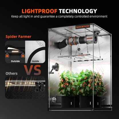 Spider Farmer 4' x 4' x 6' 8" (120 x 120 x 200 cm) Indoor Grow Tent - Midwest Grow LLC