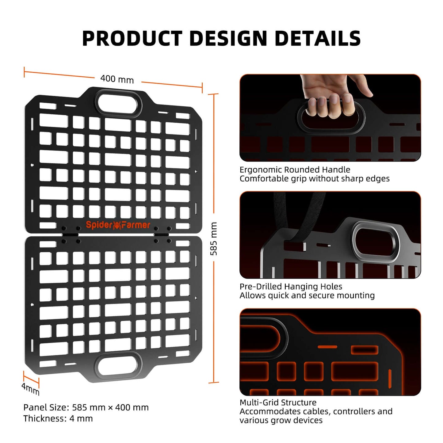 Spider Farmer Grow Tent Gear Board - Equipment and Cable Management System - Midwest Grow LLC