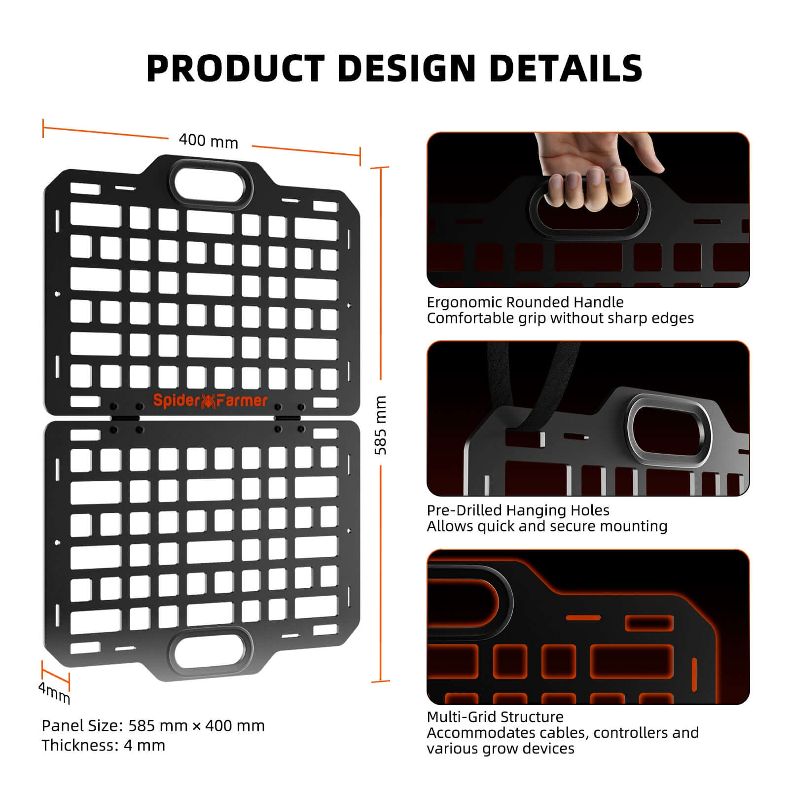 Spider Farmer Grow Tent Gear Board - Equipment and Cable Management System - Midwest Grow LLC