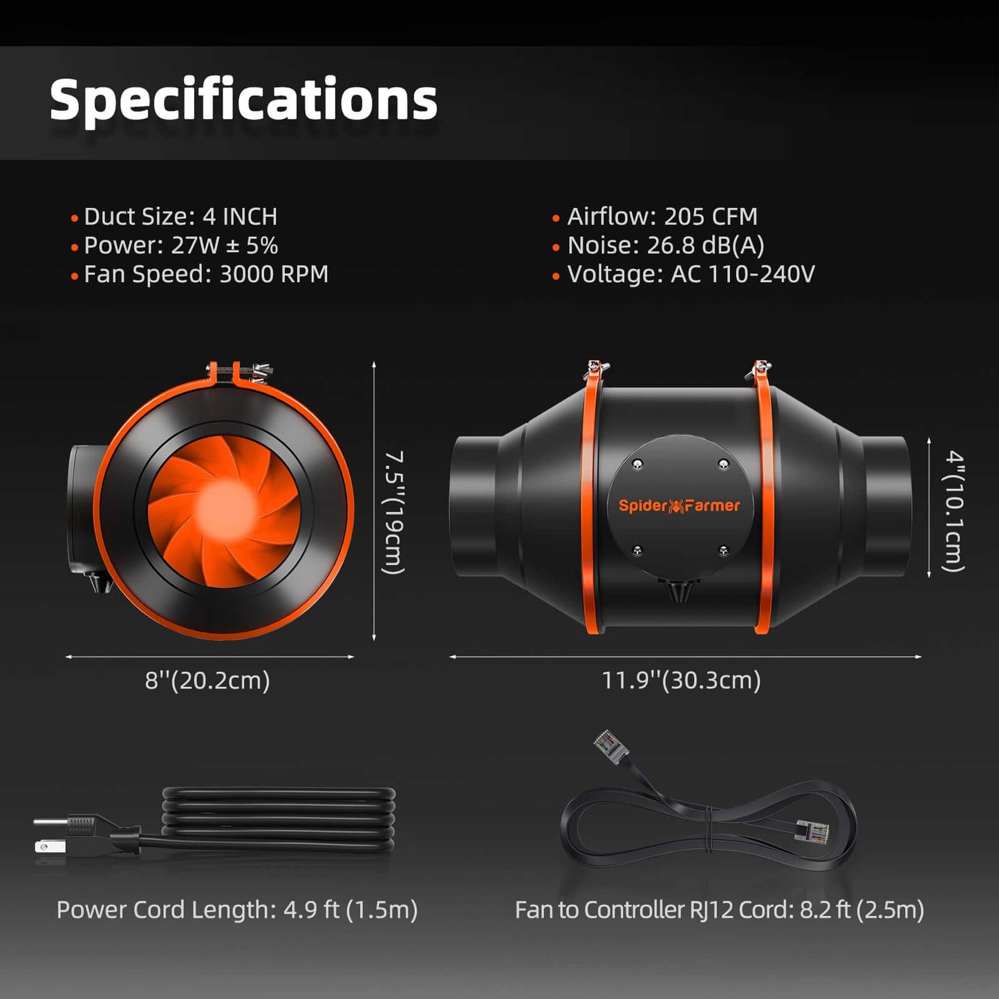 Spider Farmer SE4500 LED Grow Light + 2' 4" x 4' 8" Grow Tent + 4' Inline Fan Combo with GGS Controller Kits + 6" Clip Fan - Midwest Grow LLC