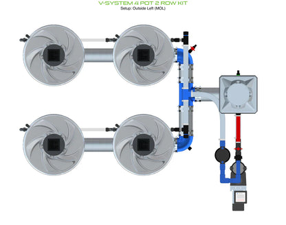 ALIEN Hydroponics V-SYSTEM 4 Pot 2 Row Kit - Midwest Grow LLC