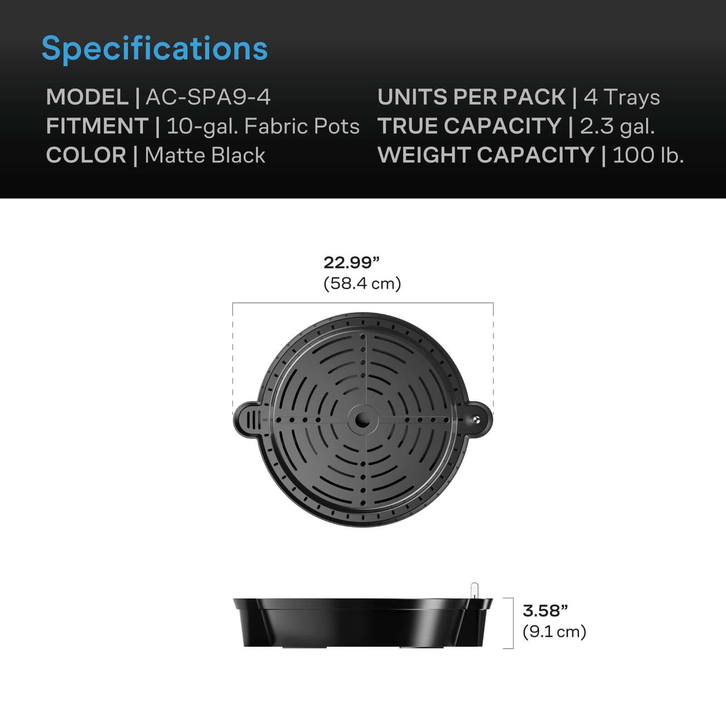 AC Infinity Self-Watering Fabric Pot Base XL, 4-Pack - Midwest Grow LLC