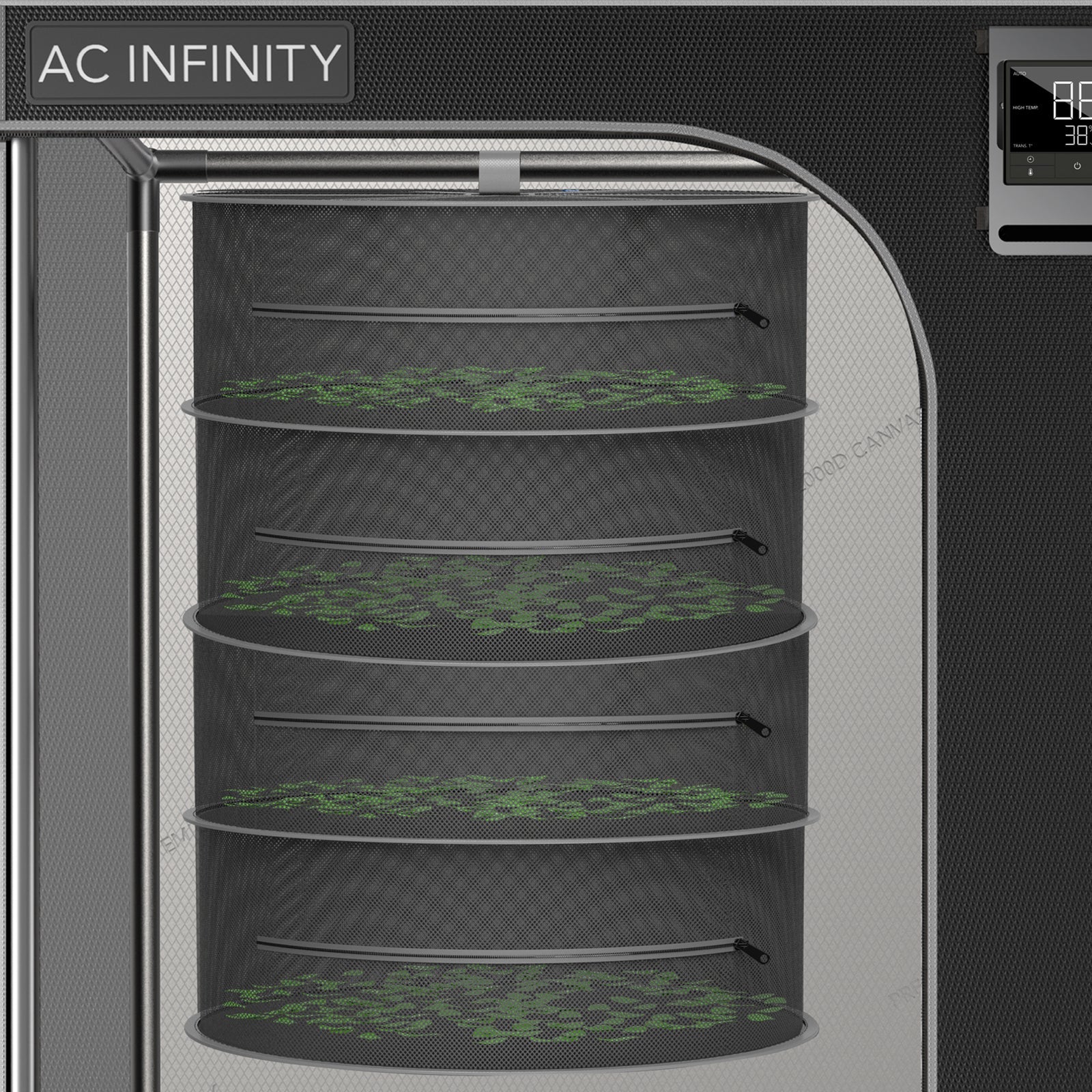 AC Infinity Hanging Herb Drying Rack, 24 in. Diameter, Four Tiers - Midwest Grow LLC
