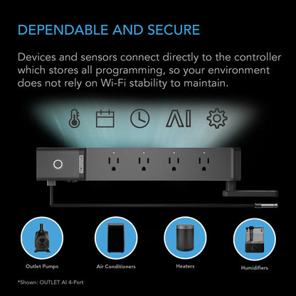 AC Infinity OUTLET AI+ Environment Controller, Smart WiFi Outlets, Dual-Zone Temperature Humidity, AI Targeting, Dynamic ON/OFF Programming, Expandable Sensors, Individual Control 8-Plugs, 1800W - Midwest Grow LLC