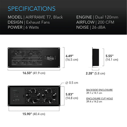 AC Infinity AIRFRAME T7 Black, Equipment Closet and Room Fan System 17", Exhaust - Midwest Grow LLC