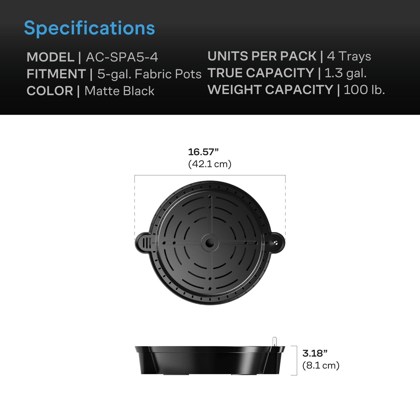 AC Infinity Self-Watering Fabric Pot Base, 4-Pack - Midwest Grow LLC
