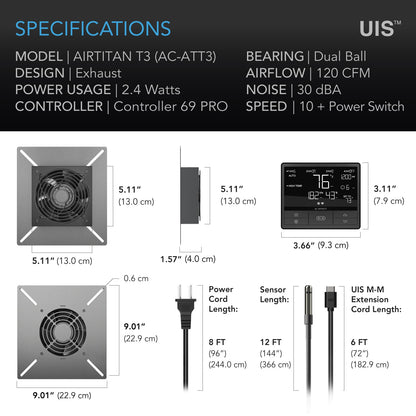 AC Infinity AIRTITAN T3, Crawlspace and Basement Ventilation Fan 6", WiFi-Integrated Controls, IP-55 Rated - Midwest Grow LLC