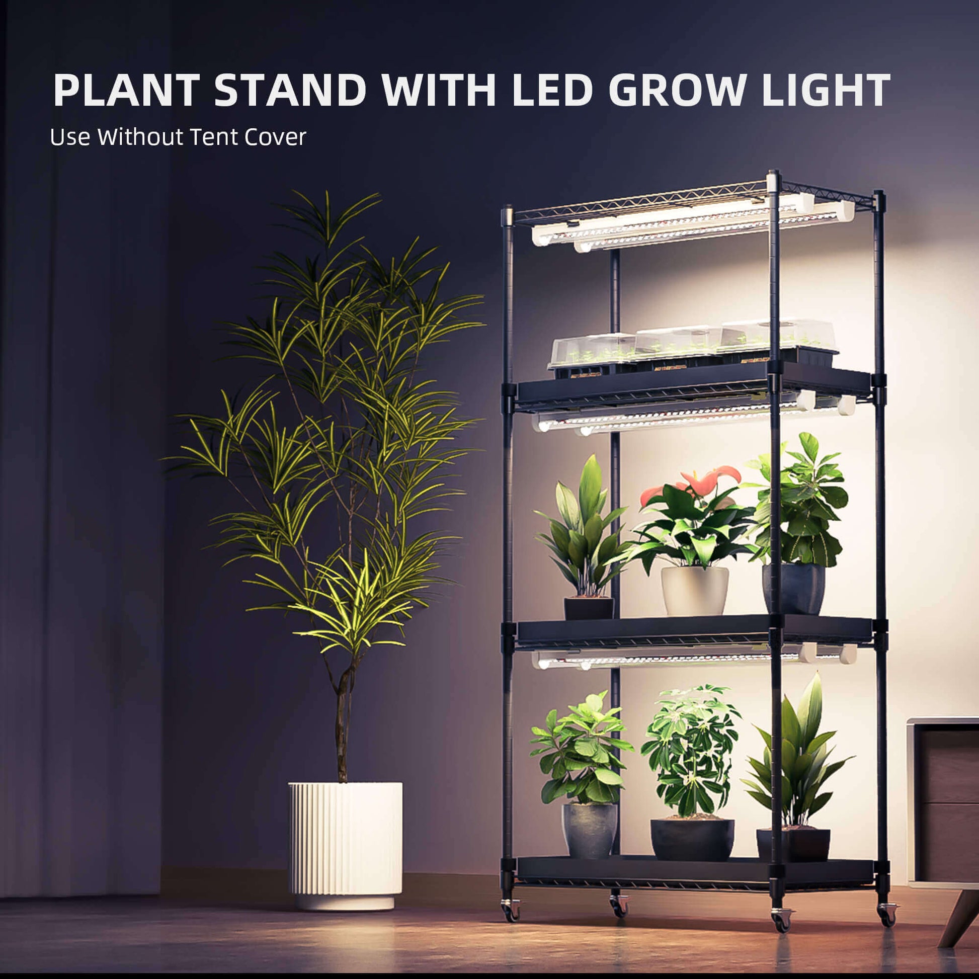 Spider Farmer 4 Tier Plant Stand + 6 x 18W LED Light Bars + 1' 2" x 2' 4" Grow Tent Kit - Midwest Grow LLC