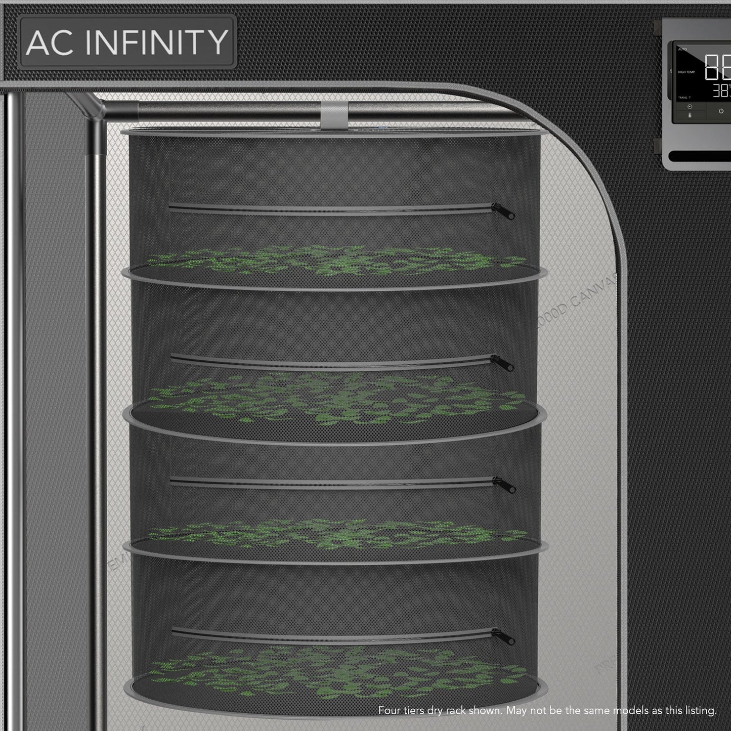AC Infinity Hanging Herb Drying Rack, 24 in. Diameter, Eight Tiers - Midwest Grow LLC