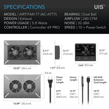 AC Infinity AIRTITAN T7, Crawlspace and Basement Ventilation Fan 12", WiFi-Integrated Controls, IP-55 Rated - Midwest Grow LLC