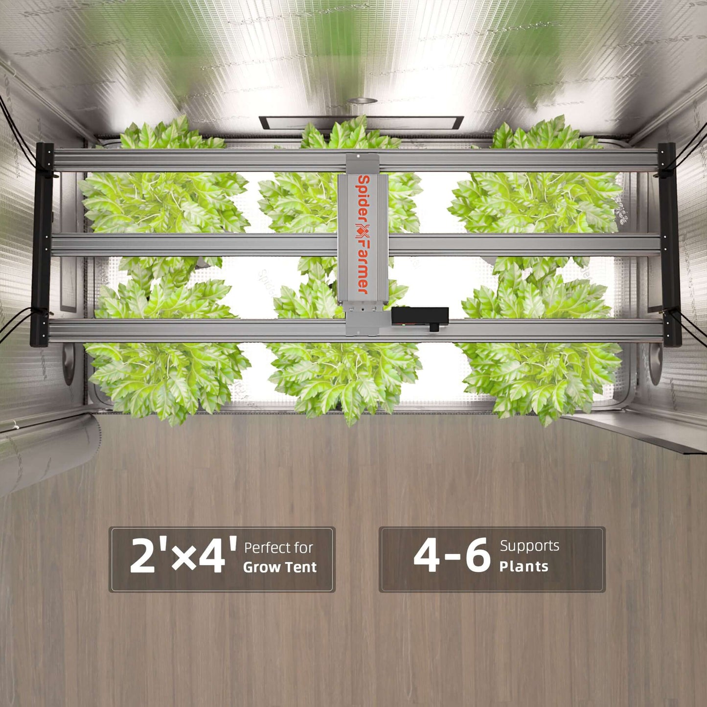 Spider Farmer G4500 LED Grow Light + 2.3' x 4.6' Grow Tent + 4" Inline Fan Combo with Temperature and Humidity Controller + 6" Clip Fan - Midwest Grow LLC
