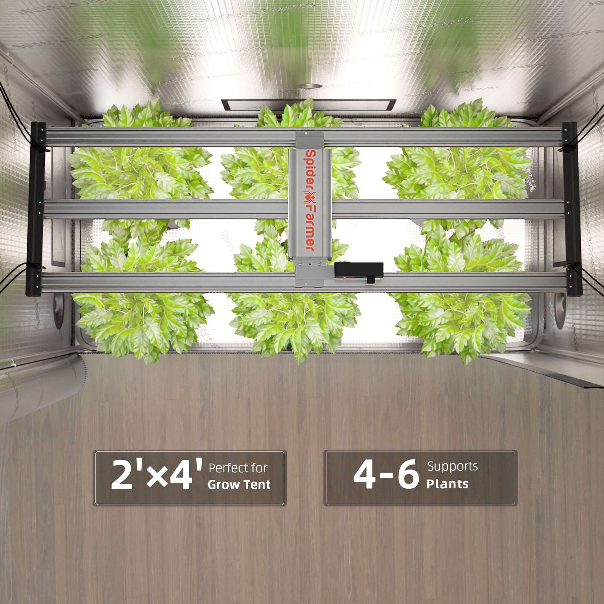 Spider Farmer G4500 LED Grow Light + 2.3' x 4.6' Grow Tent + 4" Inline Fan Combo with Temperature and Humidity Controller + 6" Clip Fan - Midwest Grow LLC