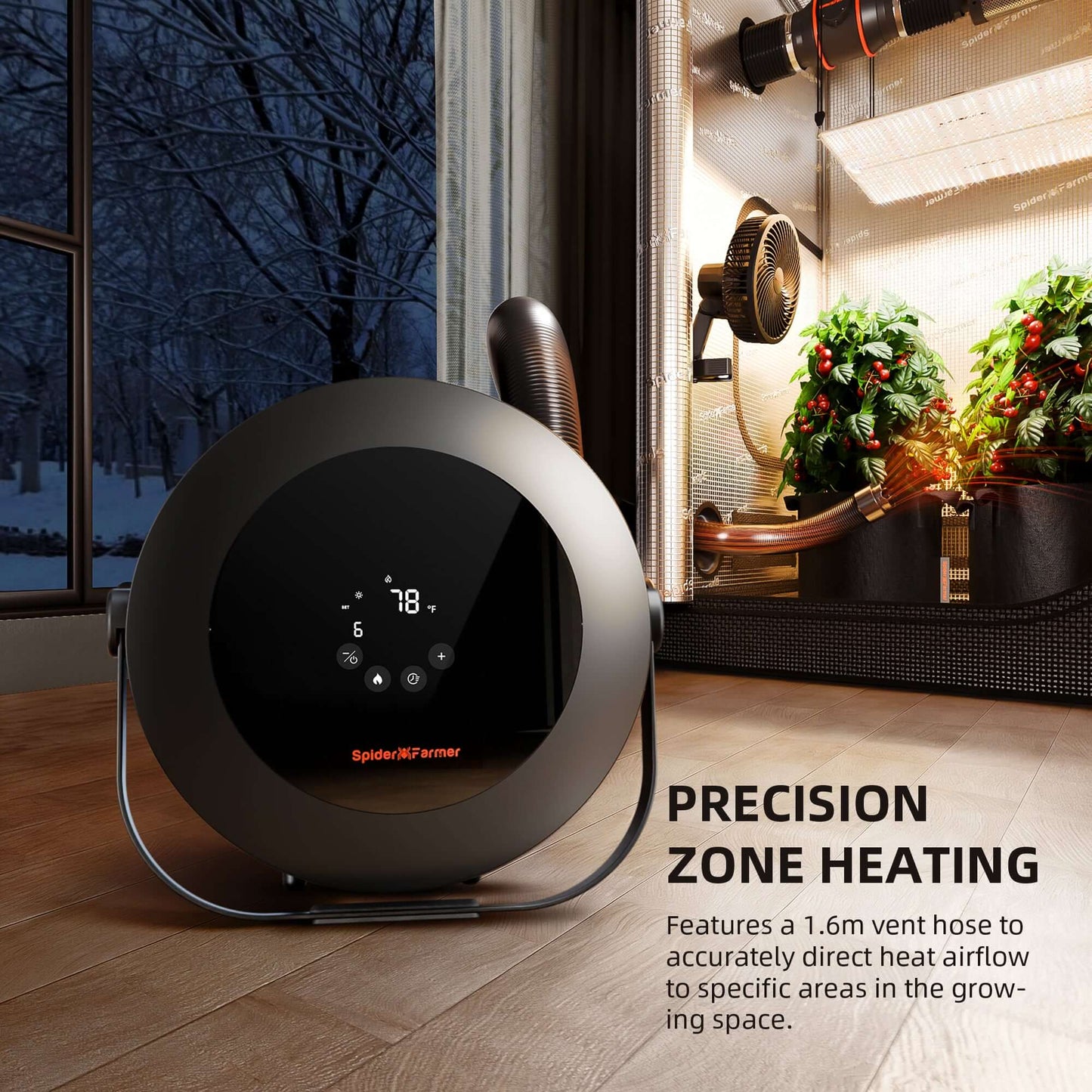 Spider Farmer Grow Tent Heater with Smart Temperature Control, Auto Settings, and 24H Timer - Midwest Grow LLC