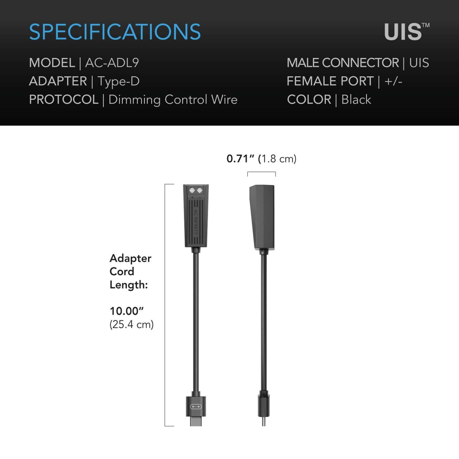 AC Infinity UIS Lighting Adapter Type-D, for LED Grow Lights with Dimmer Control Wire Drivers - Midwest Grow LLC