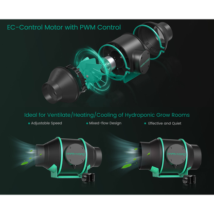 Mars Hydro 4" Inline Duct Fan with Temperature and Humidity Controller - Midwest Grow LLC