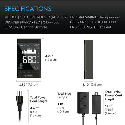 AC Infinity CO2 Controller, Smart Outlet Carbon Dioxide Monitor for CO2 Regulators and Inline Fans - Midwest Grow LLC