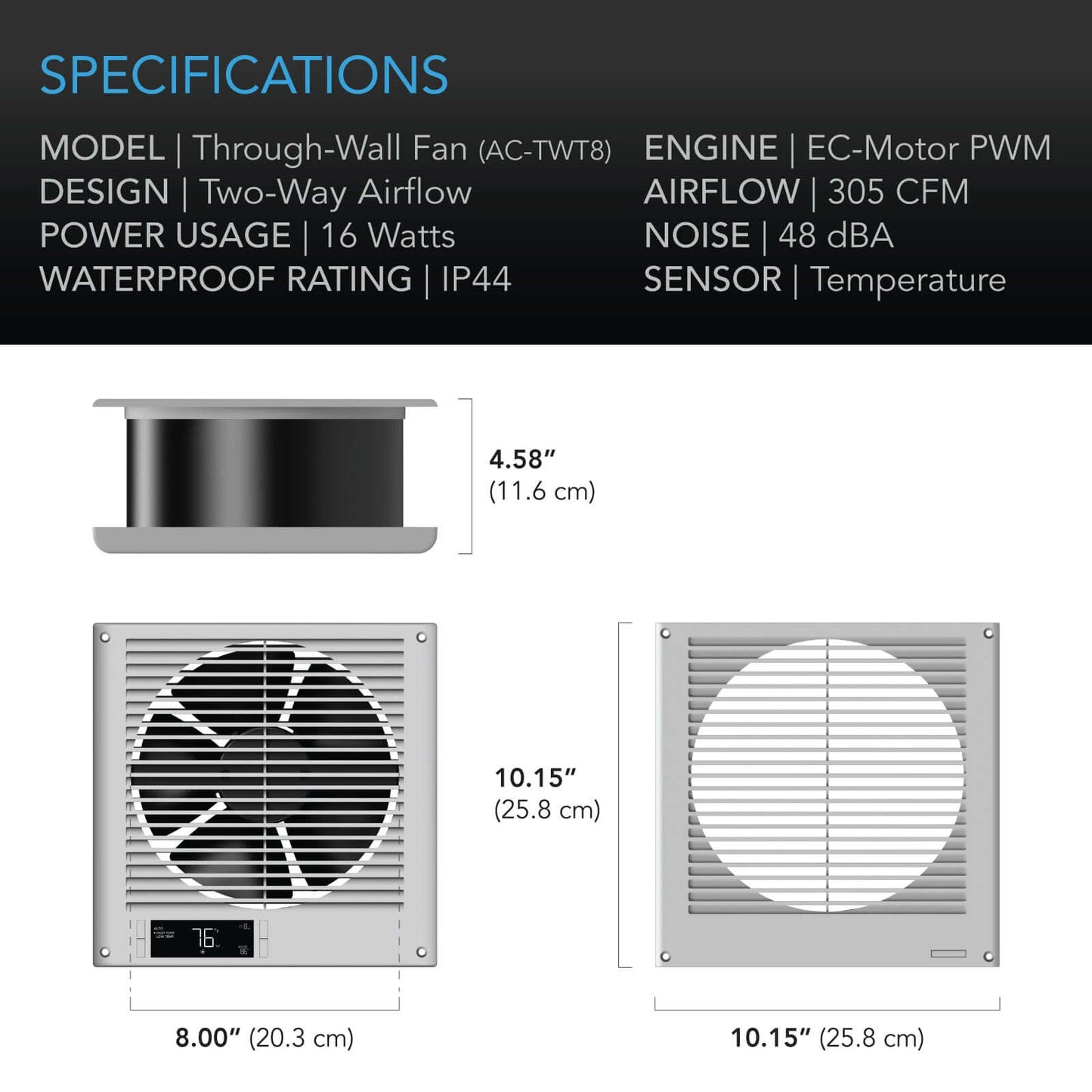 AC Infinity Room to Room Fan, Two-Way Airflow, Temperature Controller, 8-Inch - Midwest Grow LLC