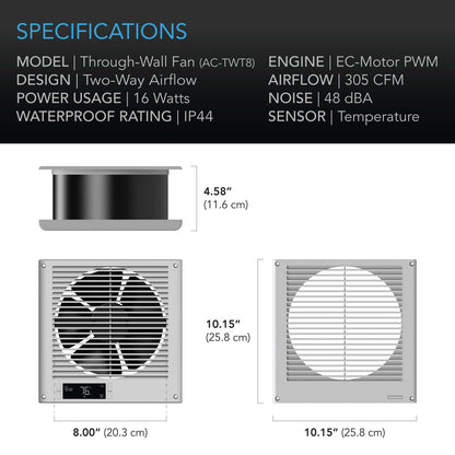 AC Infinity Room to Room Fan, Two-Way Airflow, Temperature Controller, 8-Inch - Midwest Grow LLC