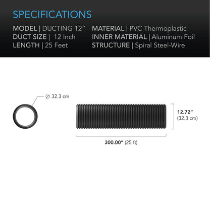 AC Infinity Flexible Four-Layer Ducting, 25-FT Long, 12-Inch - Midwest Grow LLC