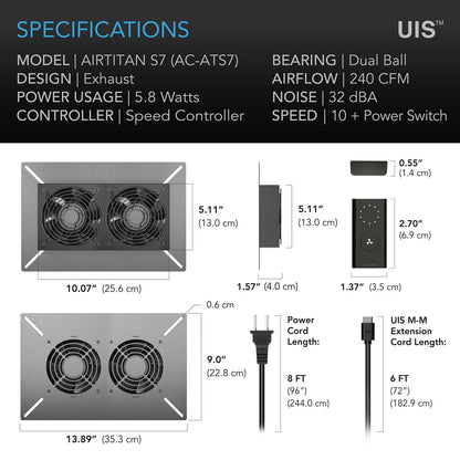 AC Infinity AIRTITAN S7, Crawlspace Fan with Speed Controller, 12-Inch - Midwest Grow LLC