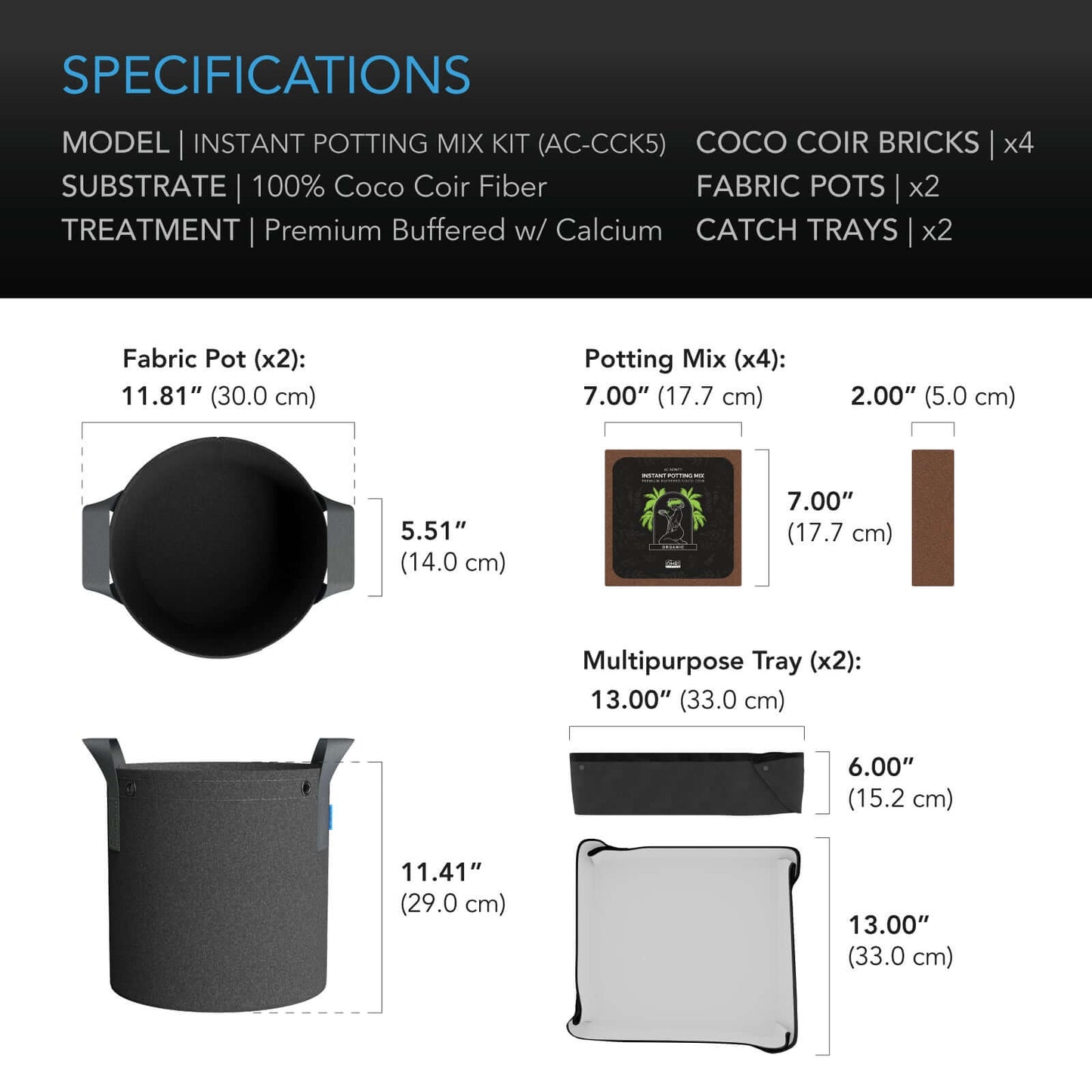 AC Infinity Instant Potting Mix Kit, 2-Plant Starter Set - Midwest Grow LLC
