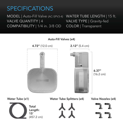 AC Infinity Auto-Fill Upgrade Valve Kit for Self-Watering Base, Enables Automatic Refills from Larger Reservoir, 4-Pack - Midwest Grow LLC