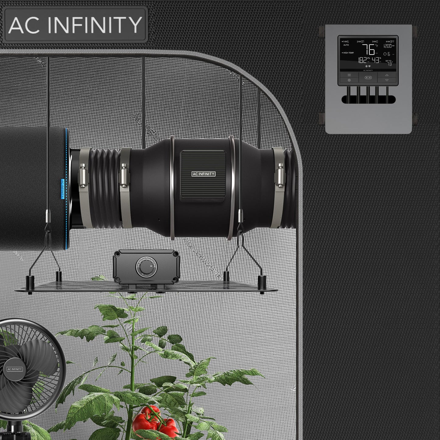 AC Infinity CLOUDLINE T4, Quiet Inline Duct Fan System with Temperature and Humidity Controller, 4-Inch - Midwest Grow LLC