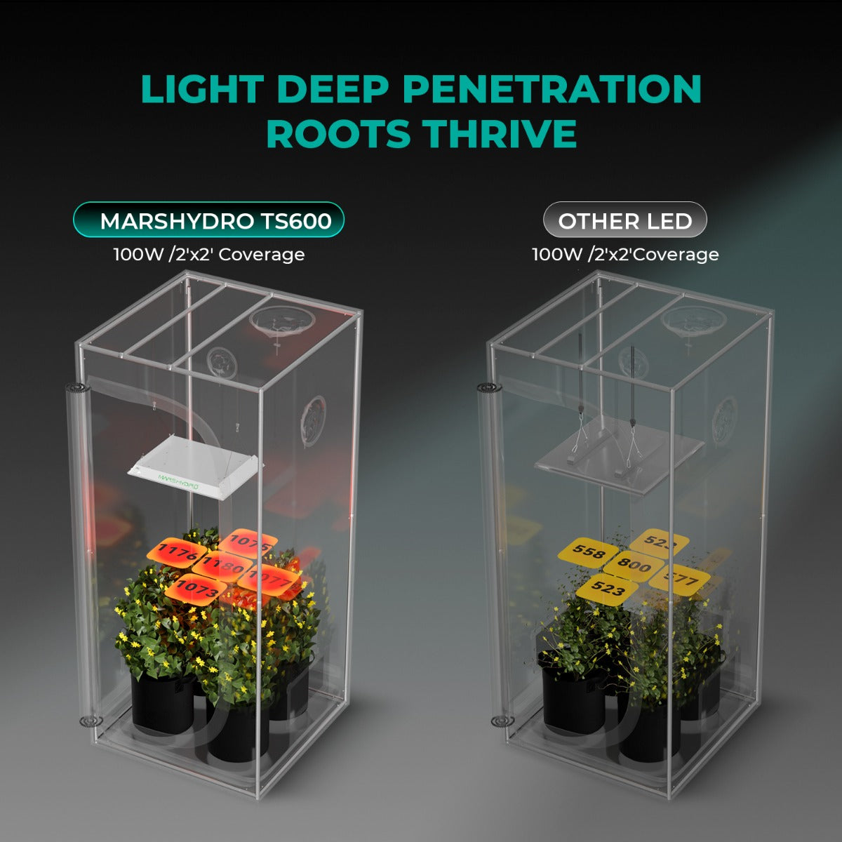 Mars Hydro TS 600 LED Grow Light + 2' x 2' Grow Tent + Inline Fan Combo with Speed Controller - Midwest Grow LLC